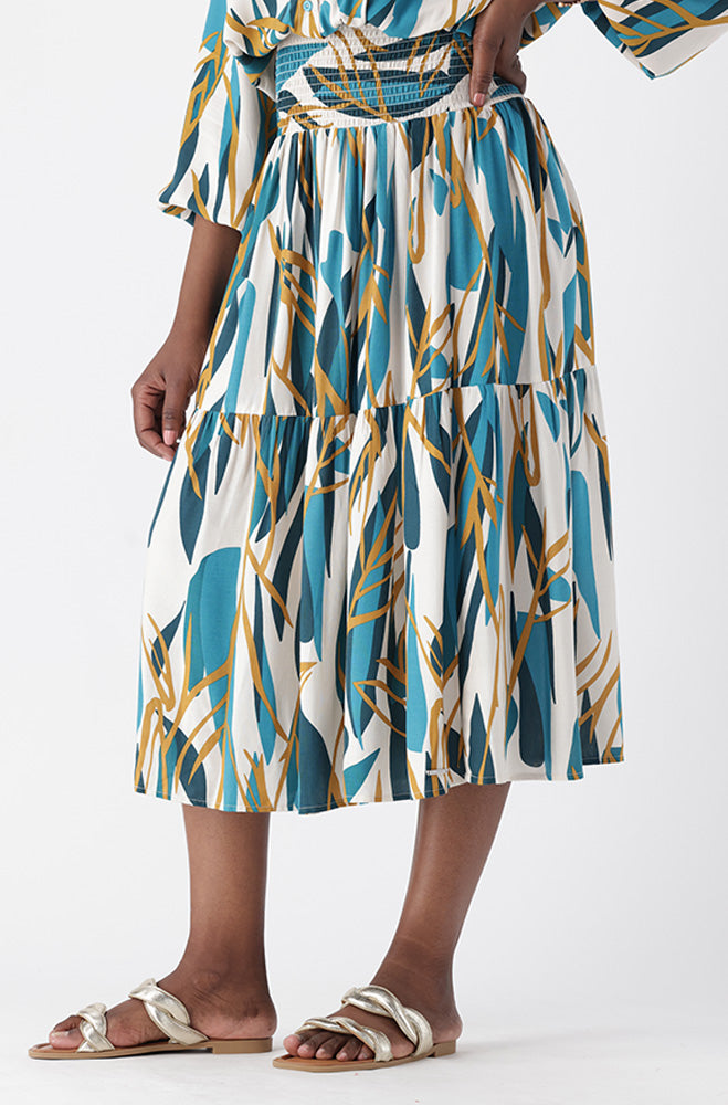 LINA TIERED SHIRRED WAIST SKIRT