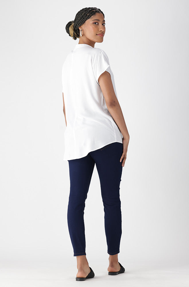 Ladies | Edith Portofino Hi Low Hem Top _ 162114 White Blouses