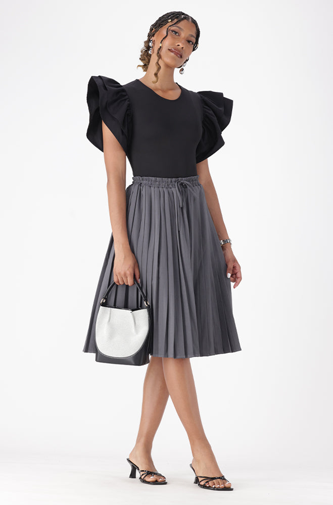 EMILIA PLEATED MIDI SKIRT
