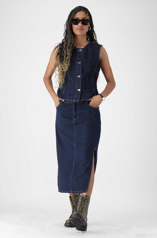 Ladies | Keziah Denim Waistcoat Vests