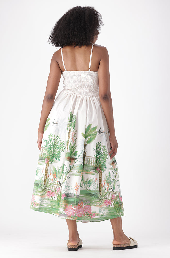 AMARY SHIRRED STRAPPY DRESS