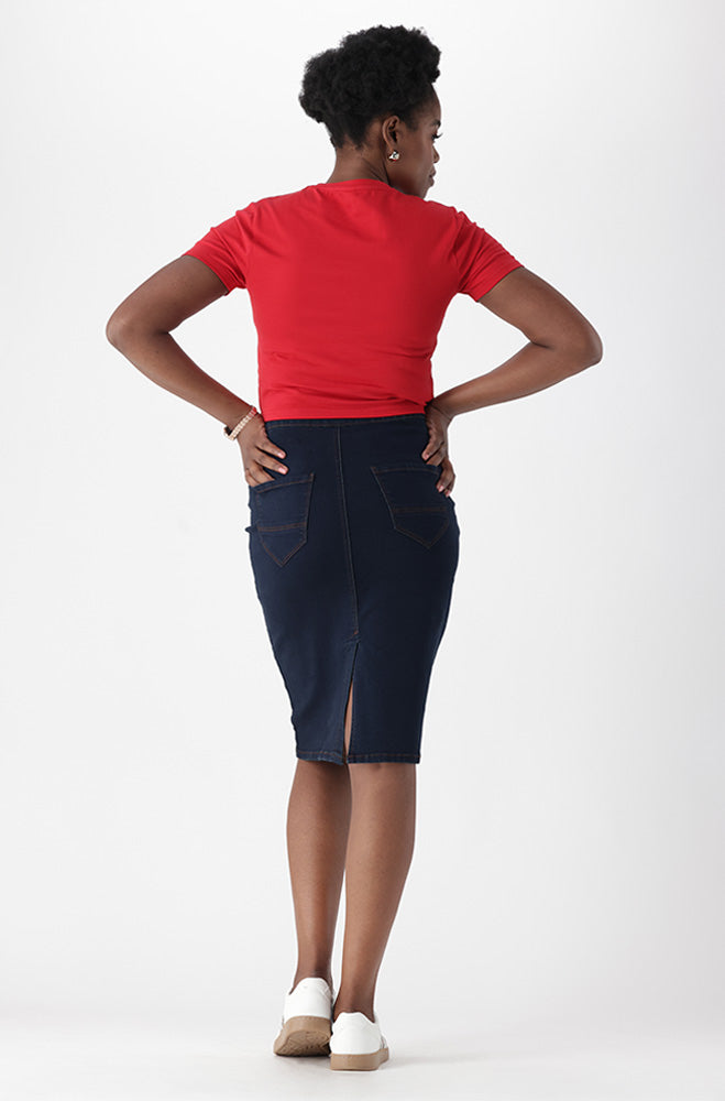 BELLA CREW NECK FITTED CROP TEE