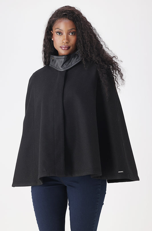 BRIAR MELTON PU CAPE JACKET