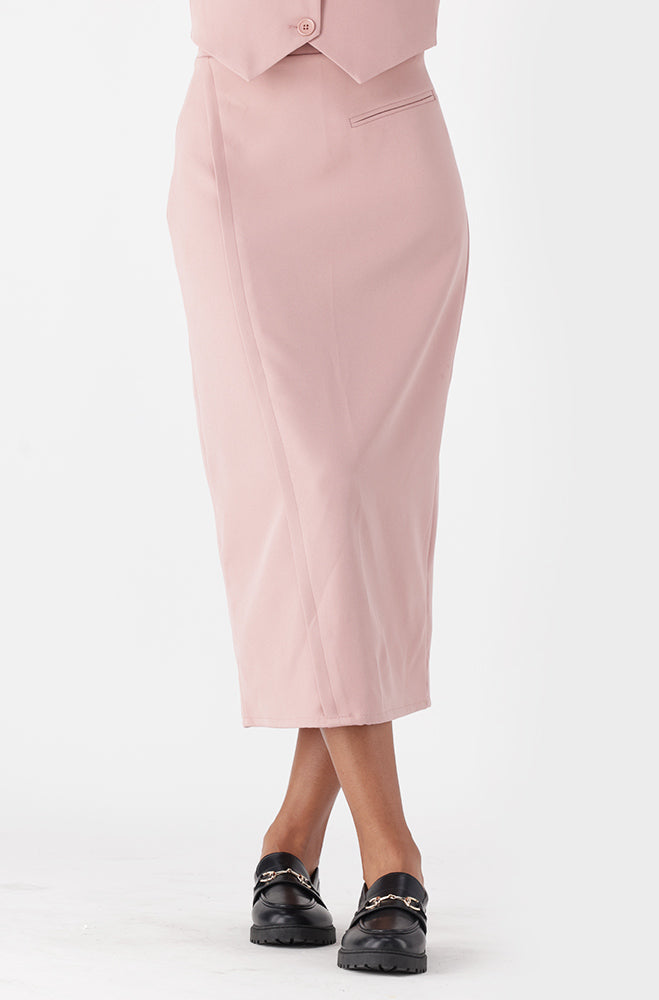 EMILIA PENCIL SKIRT WITH SLANTED WAISTBAND
