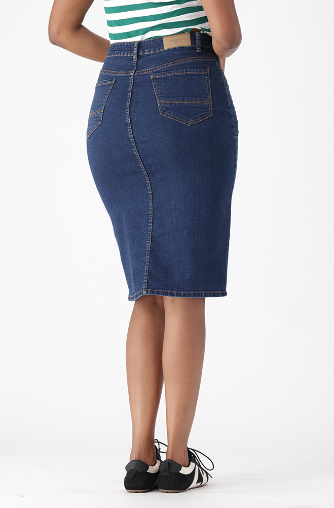 CARMENA DENIM FRONT SLIT SKIRT