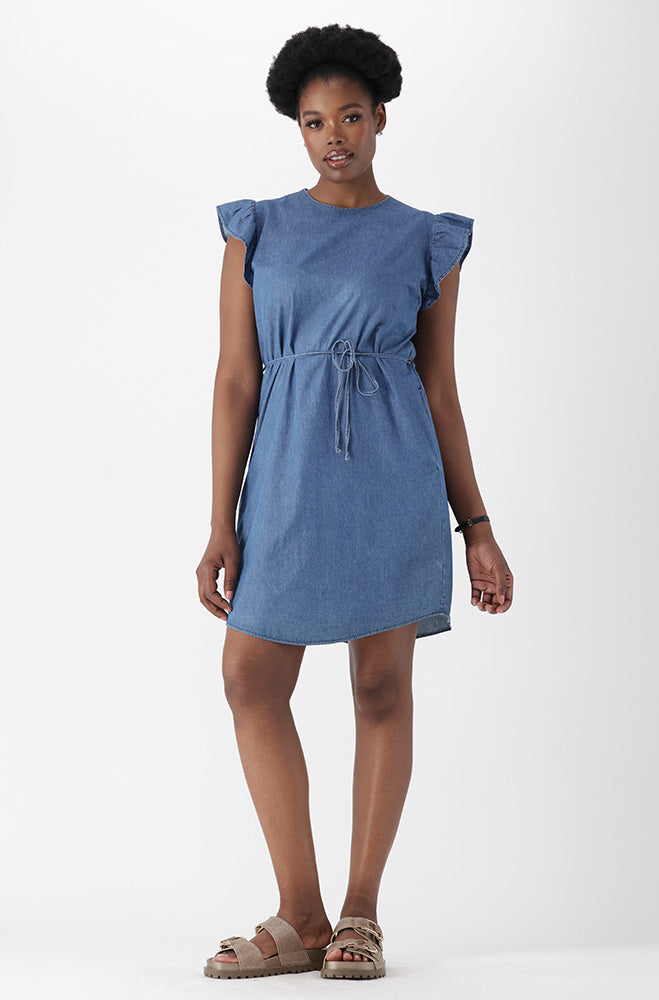Ladies | Kaylee Chambray Flutter Sleeve Dress Dresses