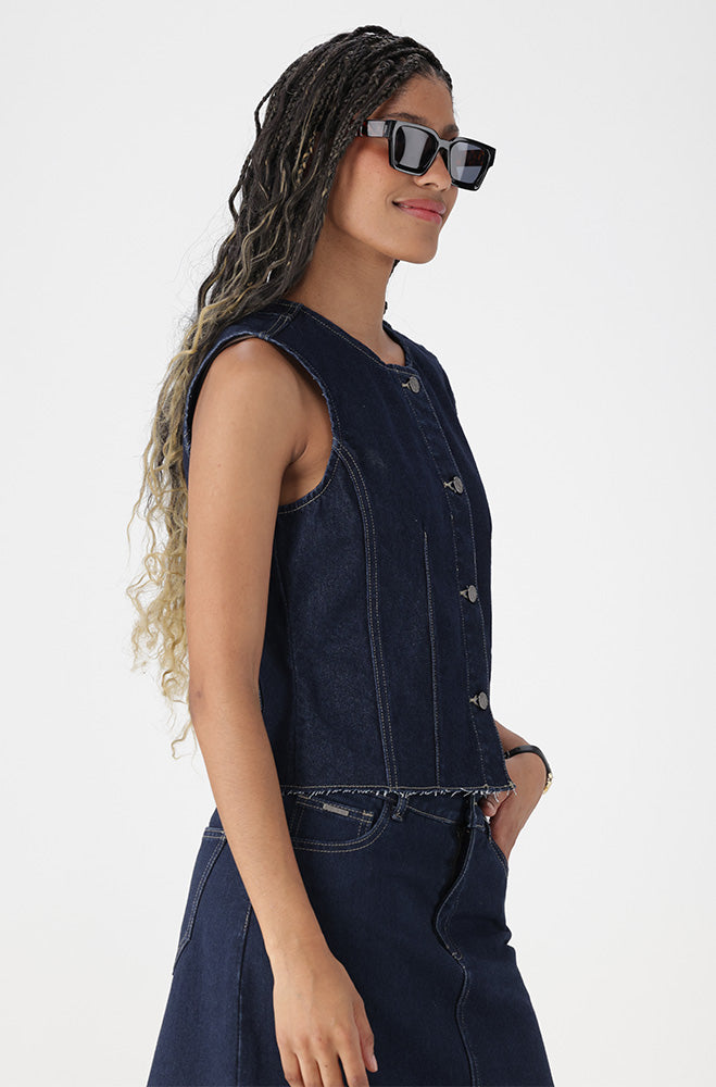 Ladies | Keziah Denim Waistcoat Vests