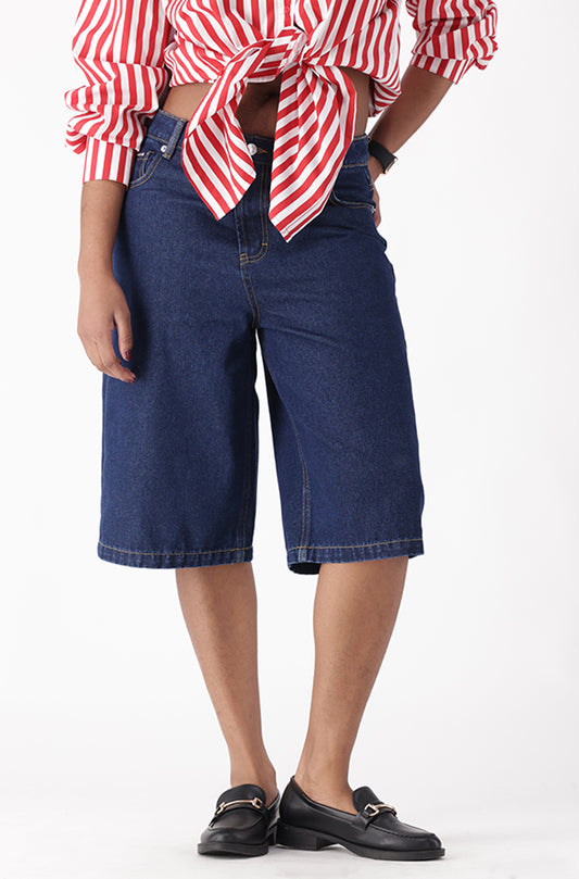 BLAISE DENIM HIGH RISE BERMUDA SHORTS