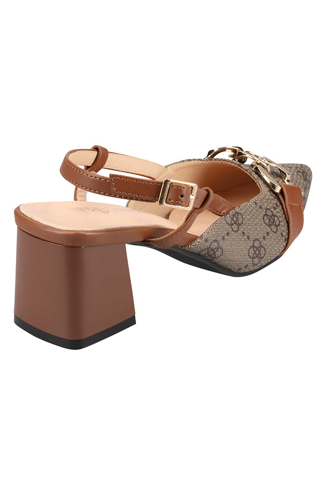 Verity printed slingback block heel