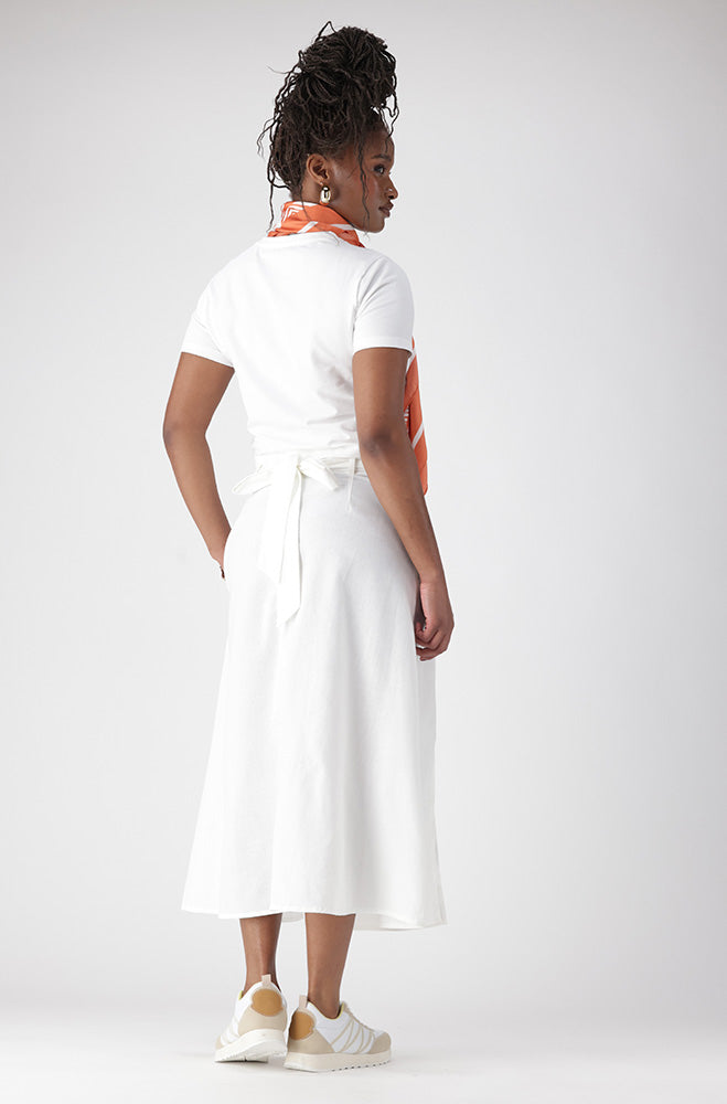 EVELYN BELTED LINEN BLEND SKIRT