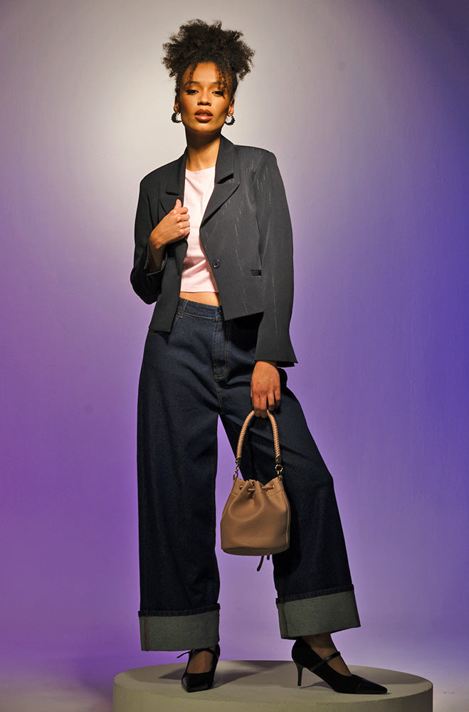 Ladies | Coco Pinstriped Blazer _ 162810 Navy Sport Jackets