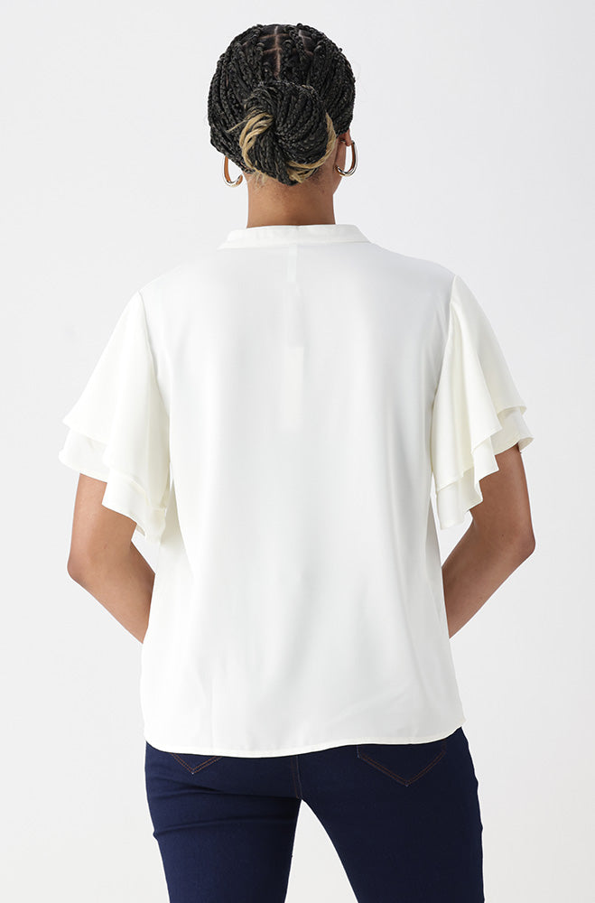 Ladies | Marisa Front Tie Top _ 161848 Cream Blouses