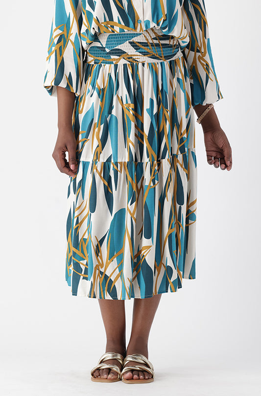 LINA TIERED SHIRRED WAIST SKIRT