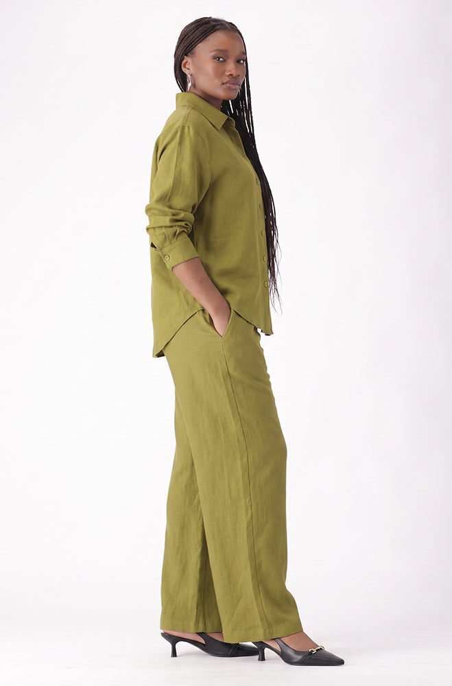 KATE LINEN BLEND WIDE LEG PANTS