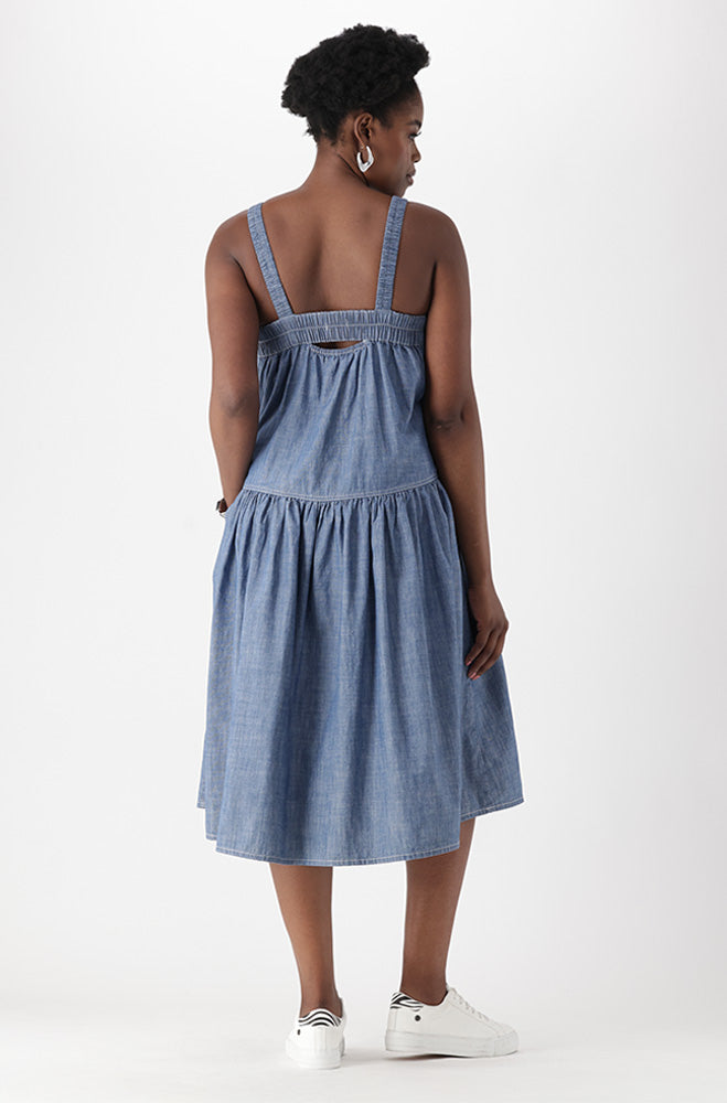 ARYA DENIM SQUARE NECK DRESS