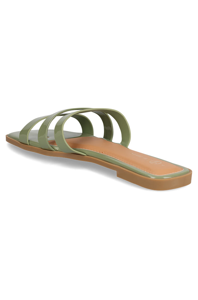 Rowena Cross band patent sandal