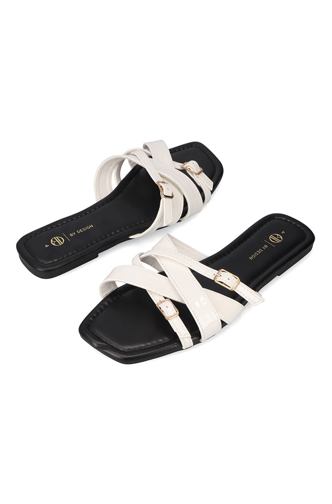 Crissy cross over double buckle patent sandal