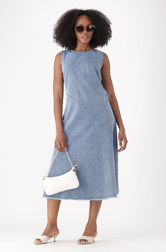 NERINA DENIM SLEEVELESS DRESS