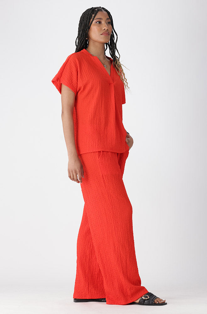 Ladies | Edith Textured Shortsleeve Portofino Top Blouses