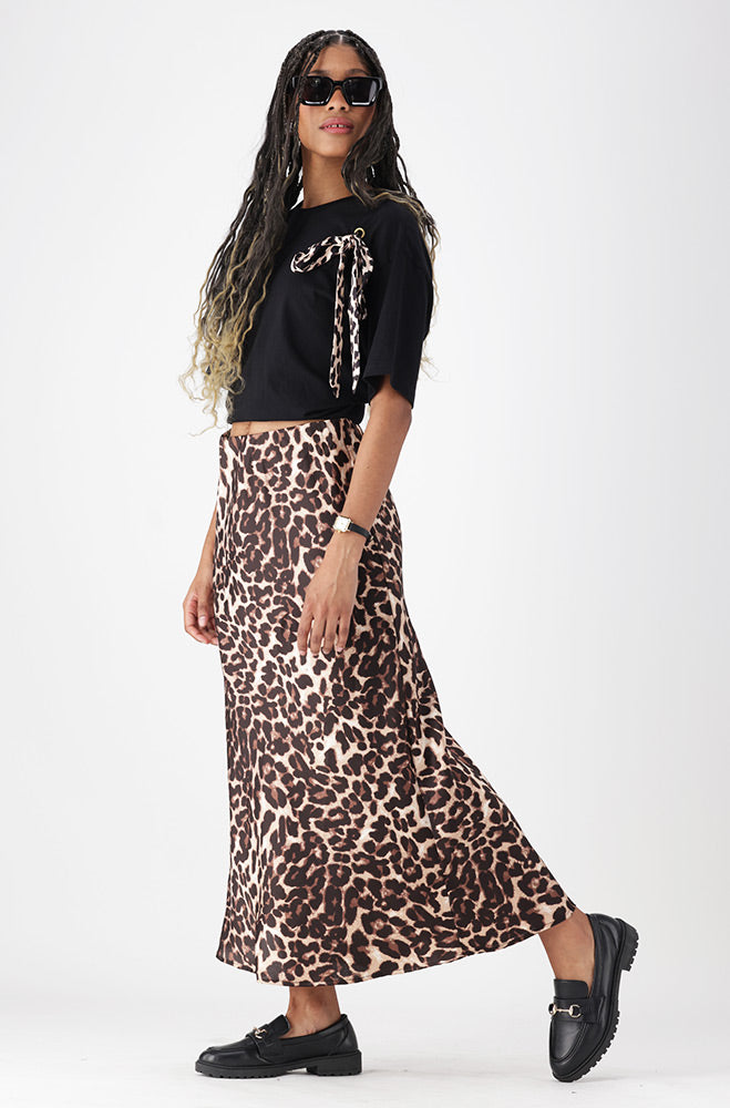 LIZ PRINTED SATIN SKIRT