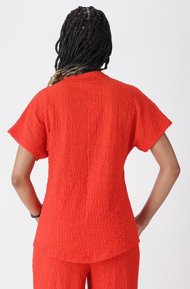 Ladies | Edith Textured Shortsleeve Portofino Top Blouses