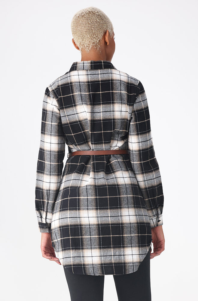 Dunns Clothing | Fara Belted Check Shirt Dress _ 157513 _ Natural | R250