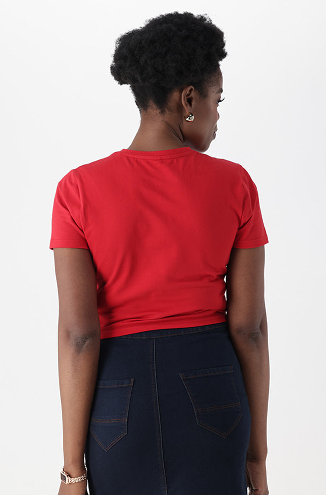 BELLA CREW NECK FITTED CROP TEE