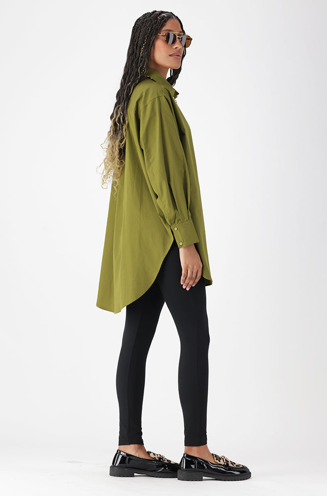 Ladies | Mia Boyfriend Shirt _ 162563 Green Shirts