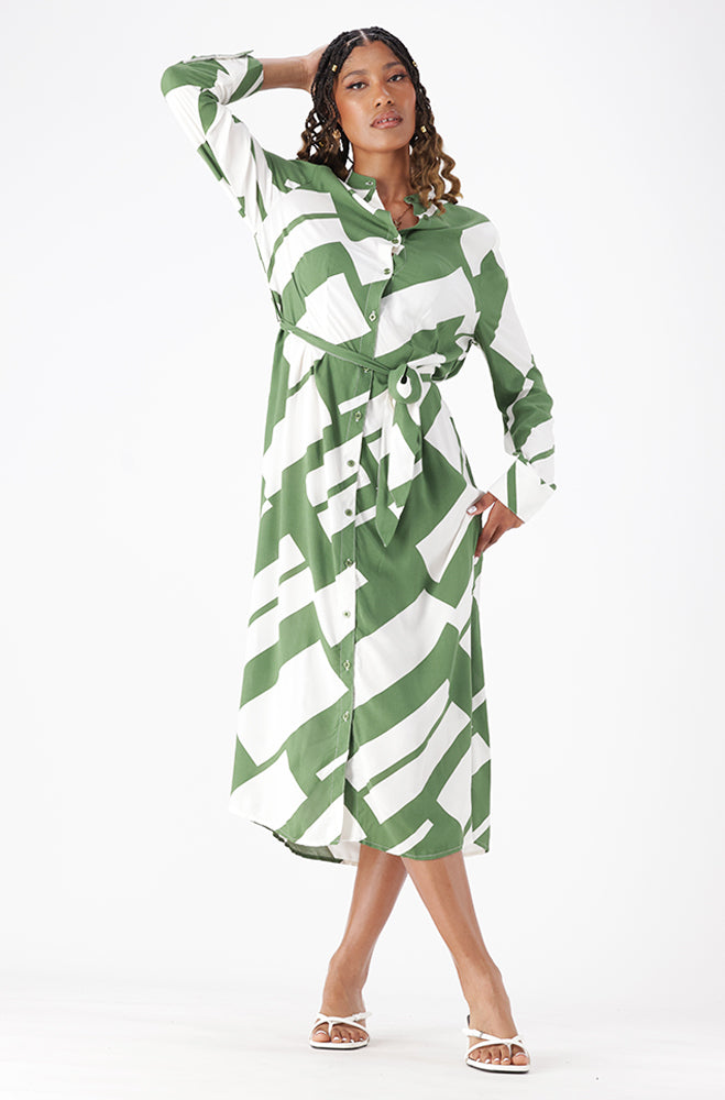 ALANI GEO PRINT SHIRT DRESS