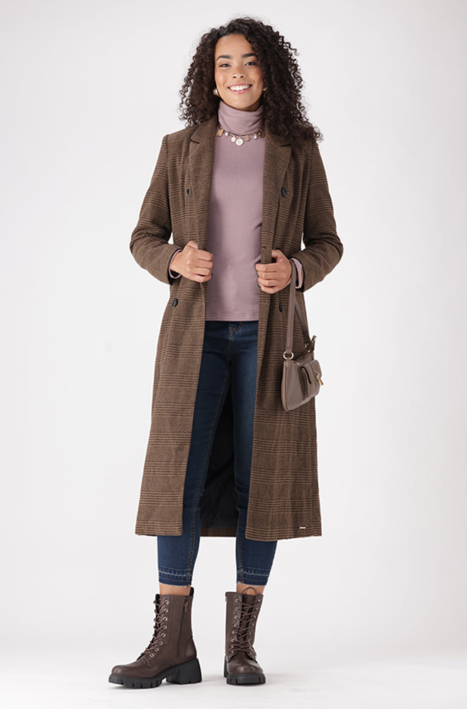 LISA CHECK MELTON COAT – Dunns