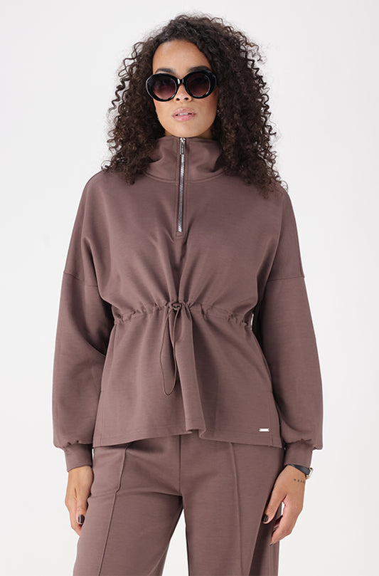LEIA SOFT TOUCH QUARTER ZIP TOP