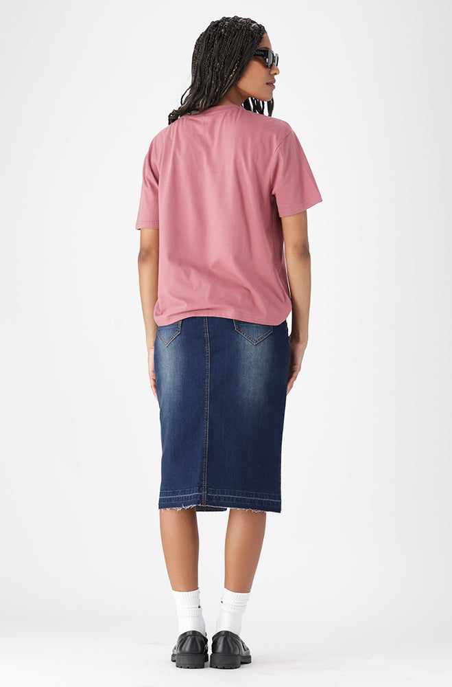 Ladies | Jade Boyfriend Tee with Buttons Gold _ 162632 Pink T-shirts