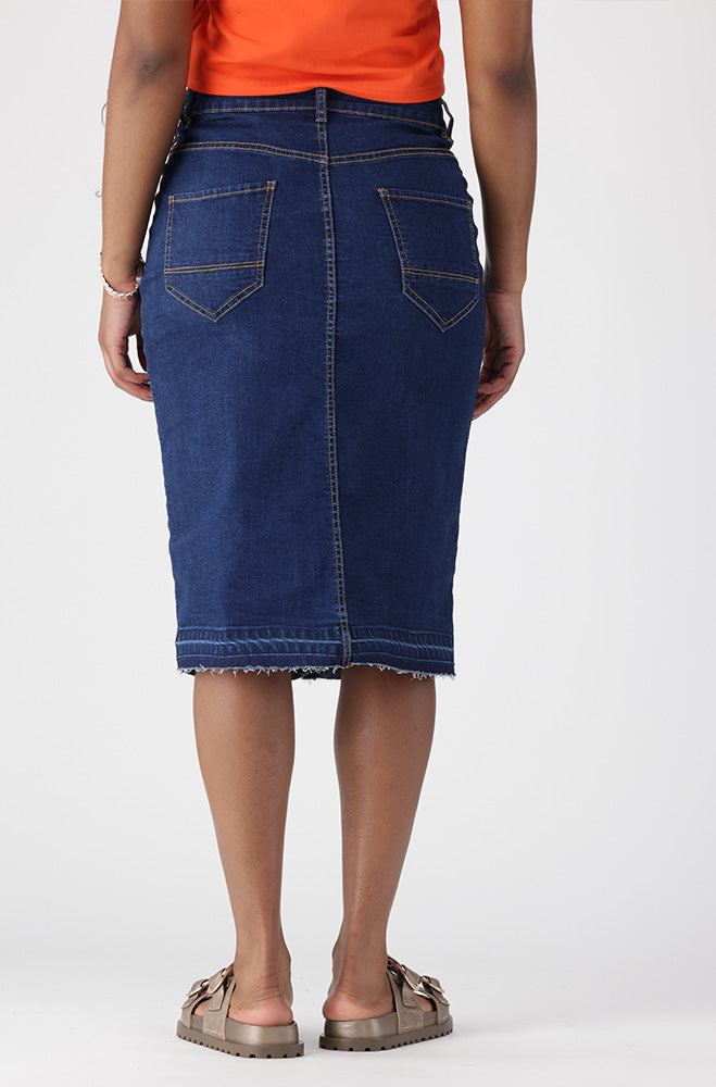 SAYLOR DENIM  BUTTON THROUGH SKIRT
