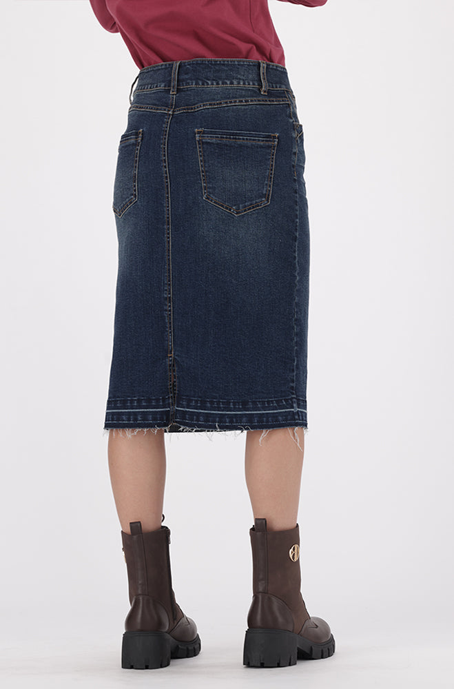 JAYDEE DENIM UNCLIPPED HEM SKIRT