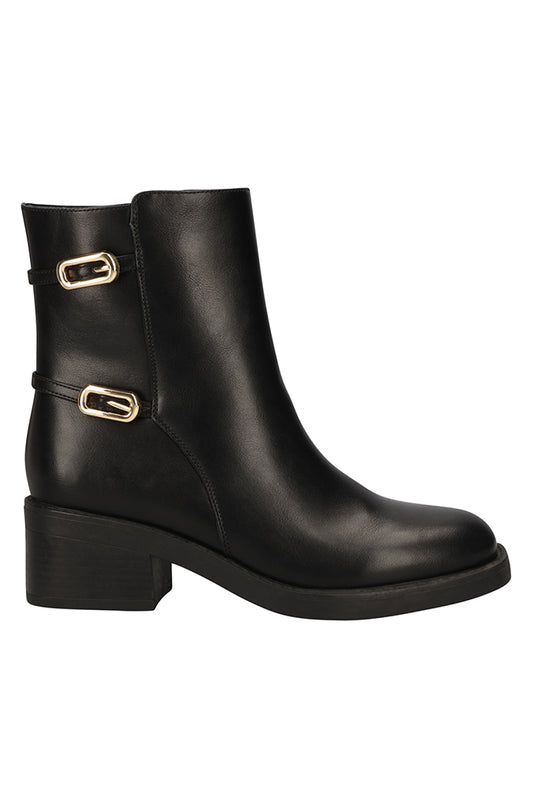 Elma Buckled stack heel boot