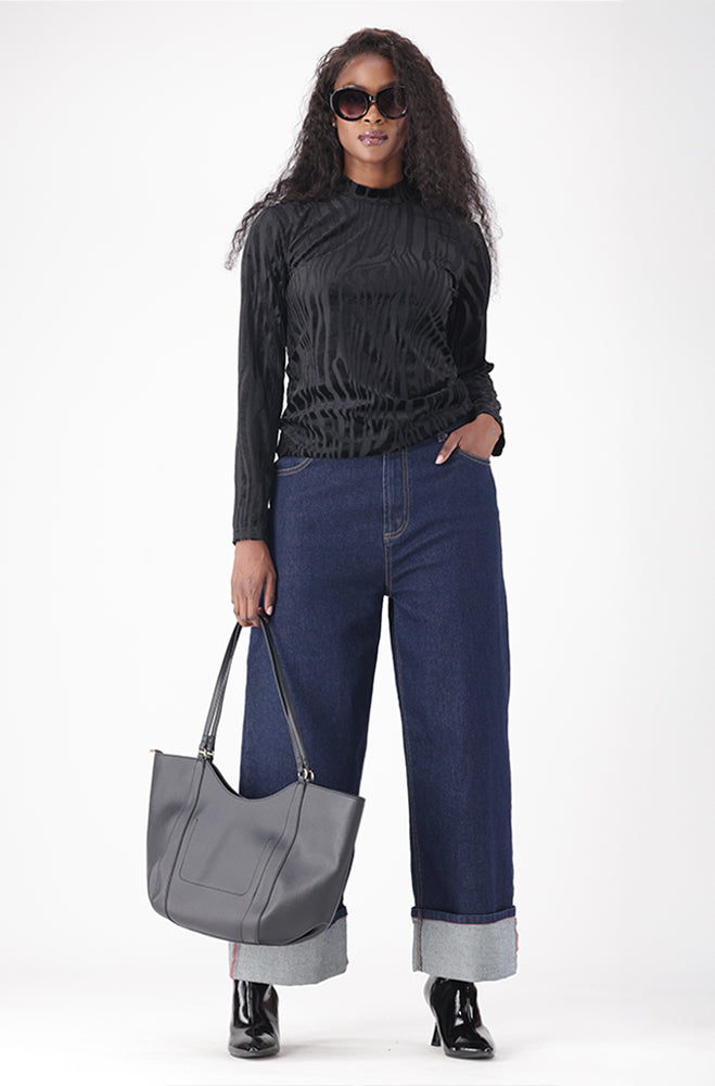 GEORGIA VELOUR MESH TURTLE NECK