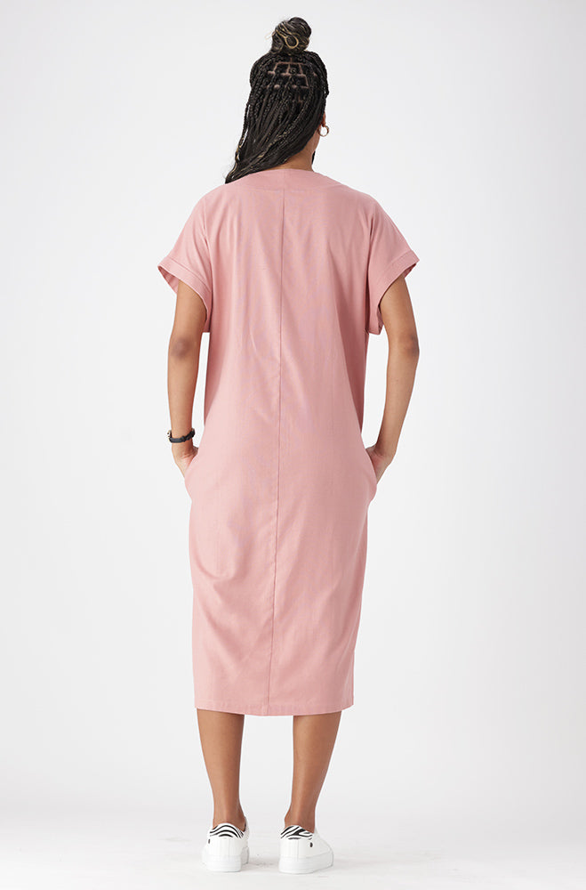 PENELOPE PORTOFINO  LINEN BLEND  DRESS _ 162122 _ Pink