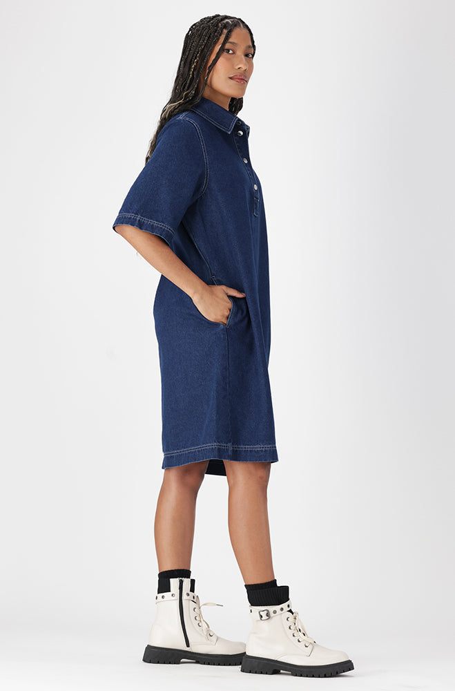 Ladies | Alaia Denim Shirt Dress _ 162944 Dark Wash Dresses