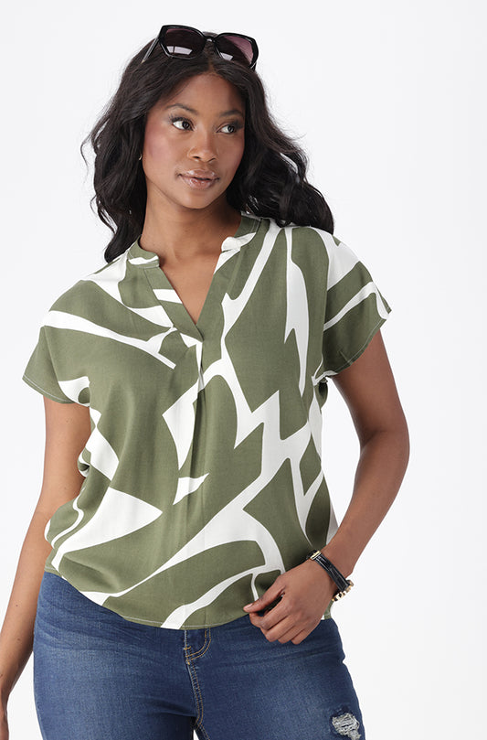 JADEN PRINTED PORTOFINO HI LOW HEM TOP