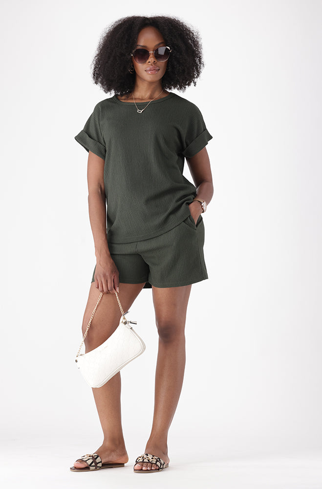 NAVINA TEXTURED KNIT TEE