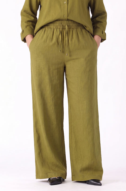 KATE LINEN BLEND WIDE LEG PANTS