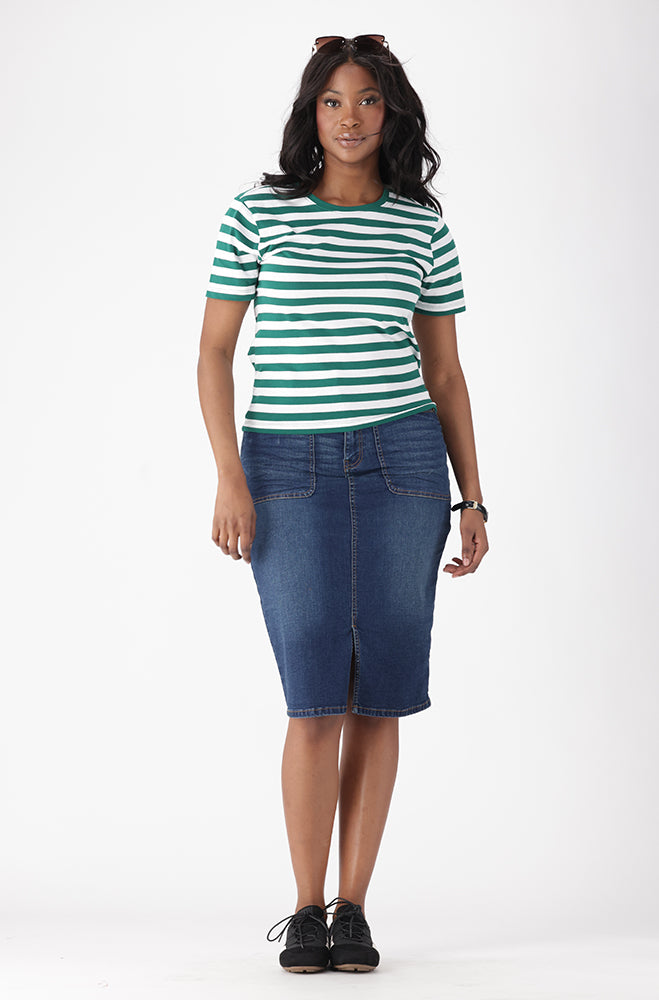 CARMENA DENIM FRONT SLIT SKIRT