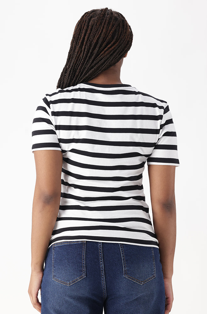 AIMEE CREW NECK STRIPE TEE