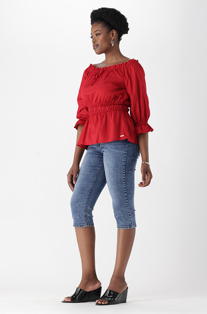 BAILEY DENIM TURN UP PEDAL PUSHER