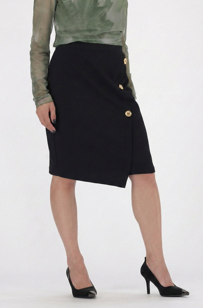 IMARA WRAP BUTTON PENCIL SKIRT