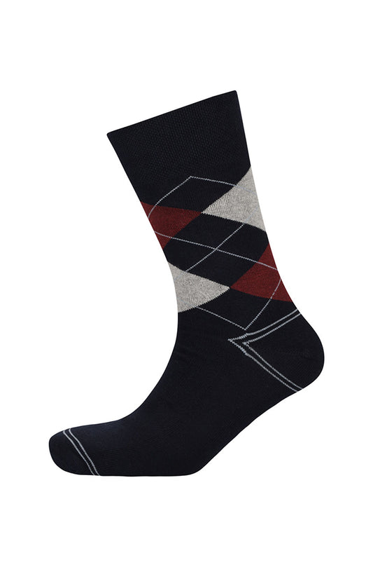 ARGYLE SINGLE SOCK -NAVY
