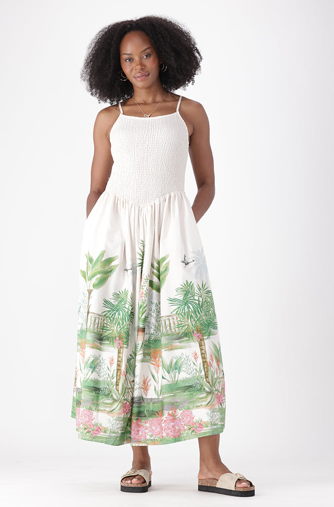 AMARY SHIRRED STRAPPY DRESS