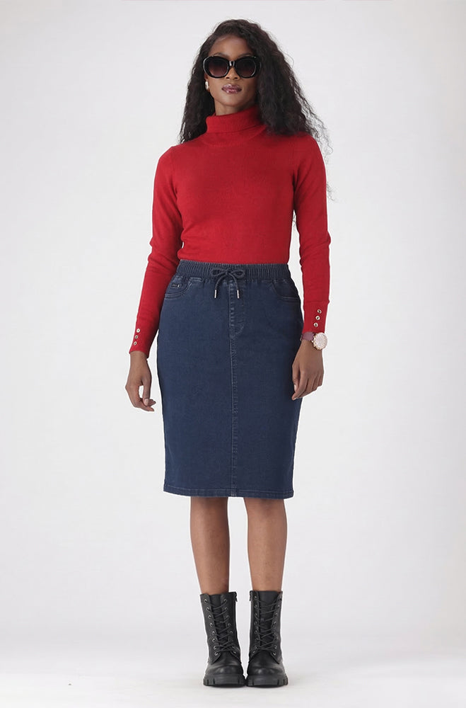 LIOR DENIM ELASTICATED WAISTBAND SKIRT
