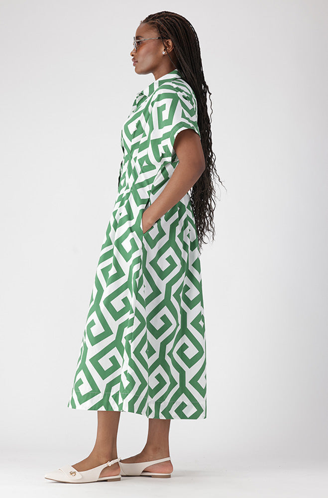 PHOEBE GEO PRINT SHIRT DRESS