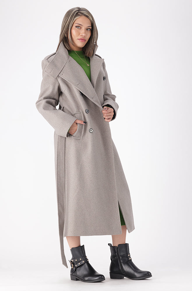 LISA BELTED MELTON COAT – Dunns